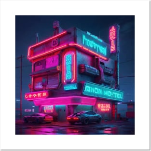 Roadside Motel in cyberpunk Posters and Art